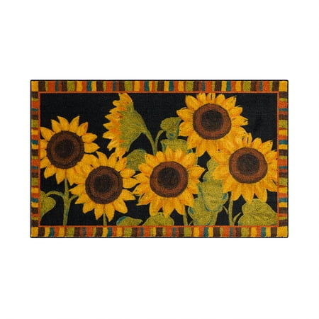 Mohawk Home Sunflower Garden Black Kitchen Mat 2' 6" x 4' 2"