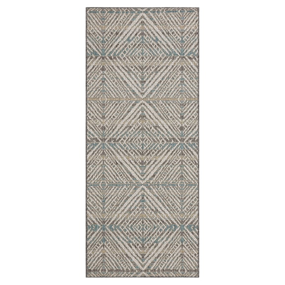 Mohawk Home Taos Geometric Outdoor Area Rug, Light Grey, 2' 6" x 6'