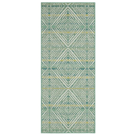 Mohawk Home Taos Geometric Outdoor Area Rug, Teal, 2' 6" x 6'
