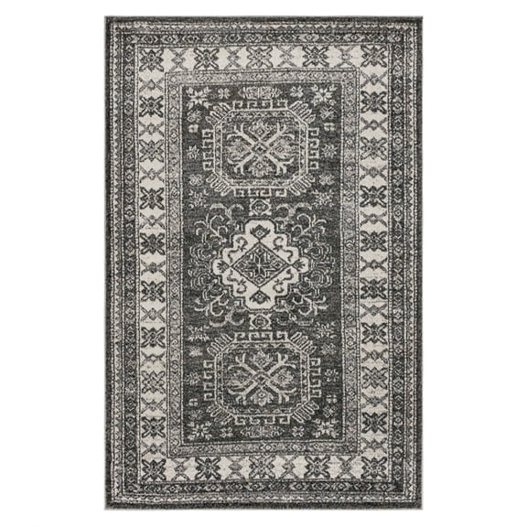 Mohawk Home Temperance Low Pile Latex Backed Stain and Fade Resistant Ornamental Dark Grey Indoor Area Rug, 1' 9" X 3'