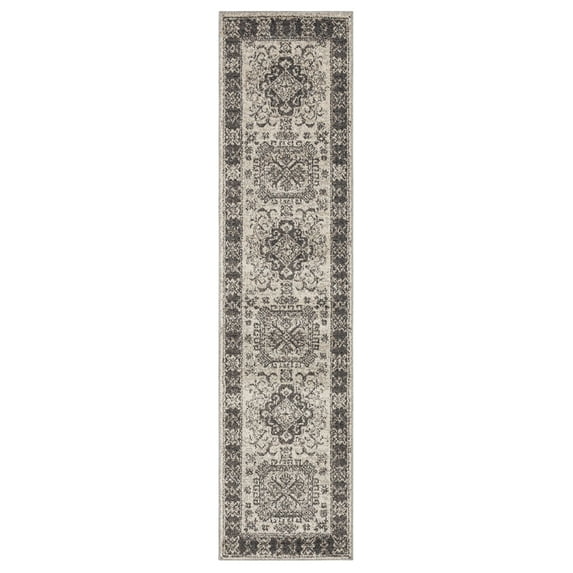 Mohawk Home Temperance Low Pile Latex Backed Stain and Fade Resistant Ornamental Light Grey Indoor Area Rug, 1' 11" X 10'