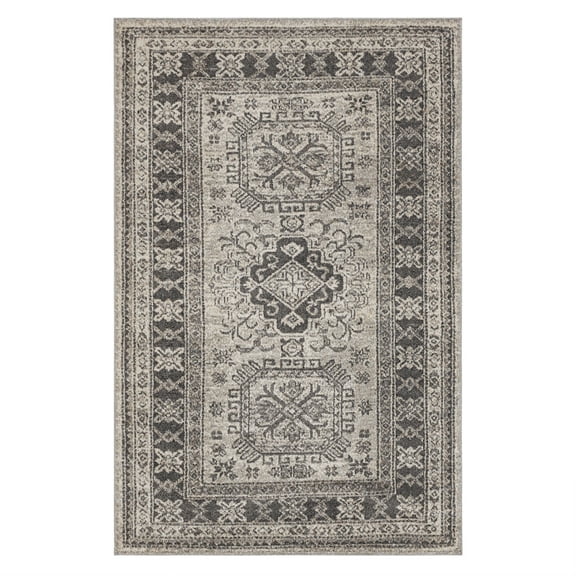 Mohawk Home Temperance Low Pile Latex Backed Stain and Fade Resistant Ornamental Light Grey Indoor Area Rug, 1' 9" X 3'