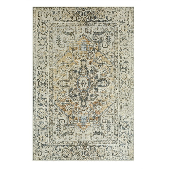 Mohawk Home Theodora Floral Indoor Polyester Area Rug, Anthracite, 6' x 9'