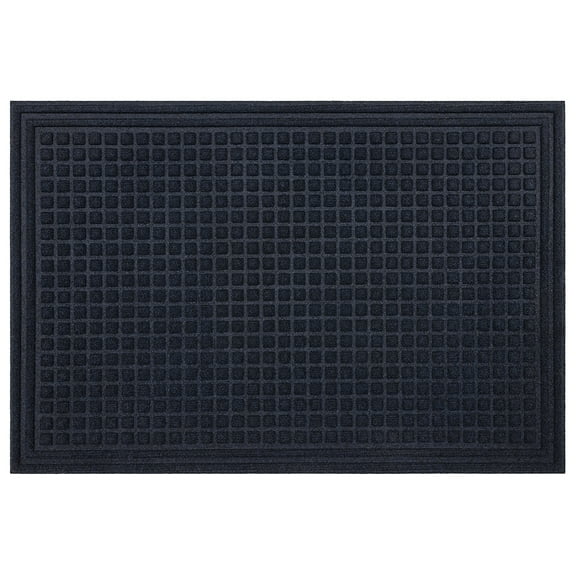 Mohawk Home Waffle Grid Impression Low Pile Non-Slip Indoor/Outdoor Door Mat, Blue, 2' x 3'