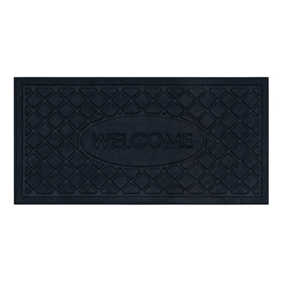 Mohawk Home Welcome Impressions Rib Outdoor Polyester Door Mat, Blue, 2' X 4'