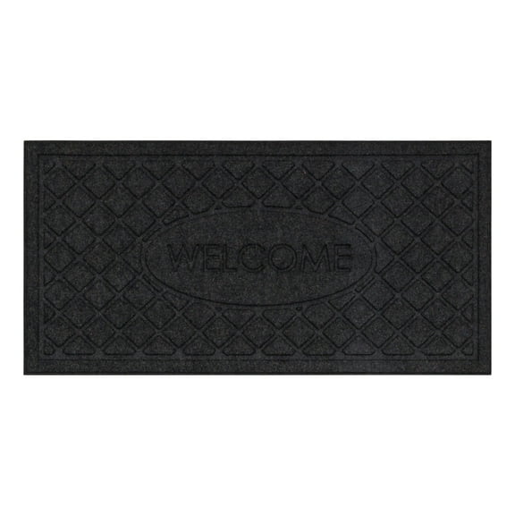 Mohawk Home Welcome Impressions Rib Outdoor Polyester Door Mat, Onyx, 2' X 4'