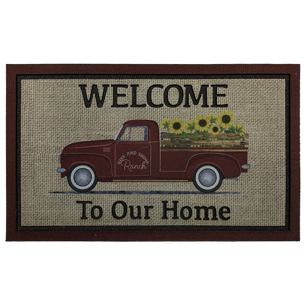 Mohawk Home Truck Rubber Doormat, Red, 1'6" x 2'6"