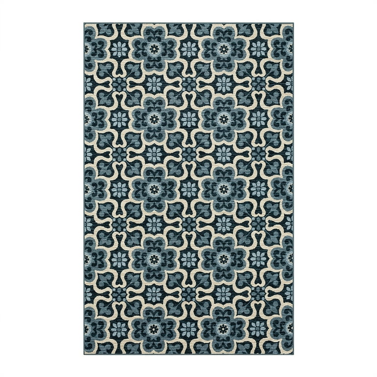 Mohawk Home Aurora 7 x 10 Navy Indoor Stripe Kids Area Rug Mohawk Home Aurora 7 x 10 Navy Indoor Stripe Kids Area Rug