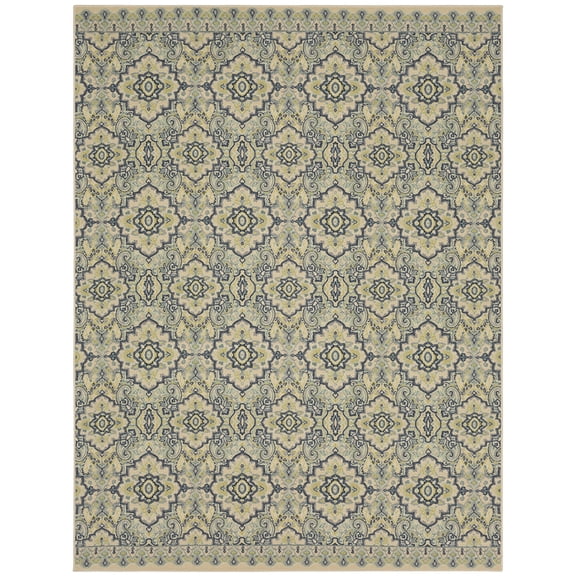 Mohawk Home Woodbridge Santa Ana Aqua Printed Area Rug, 7'6"x10', Cream & Blue
