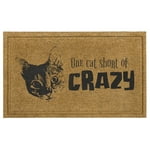Mohawk Home Outdoor Indoor Faux Coir Novelty Doormat, All Weather Outdoor Non Slip Recycled Rubber, Cat Crazy (1'6" x 2'6")