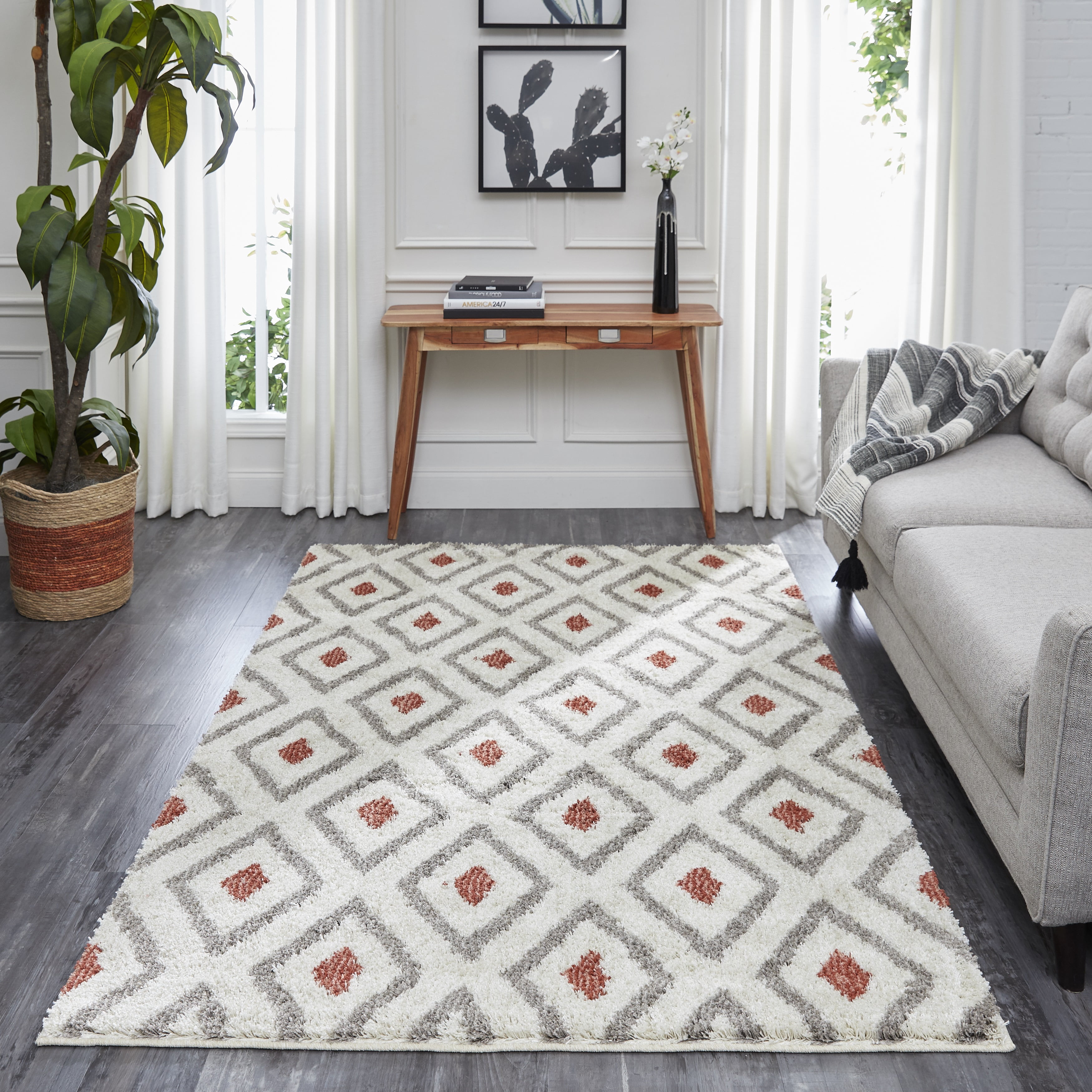 Mohawk Laguna Tribal Diamond Coral Area Rug, 5' x 8'