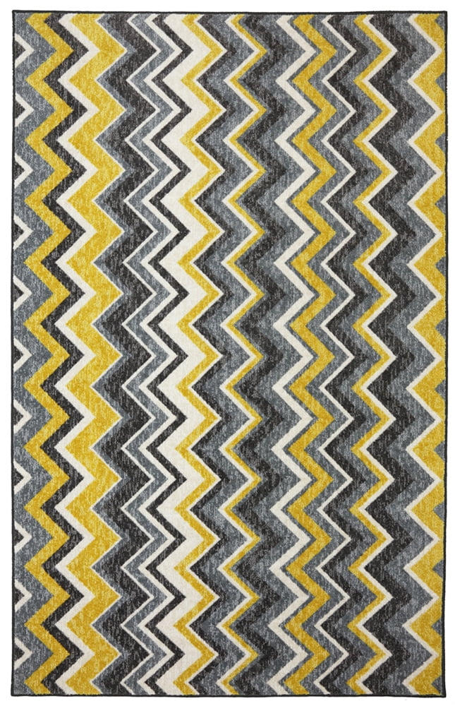 Mohawk New Wave Area Rug 11681 432 Yellow Waves Jagged 5' x 8' Rectangle
