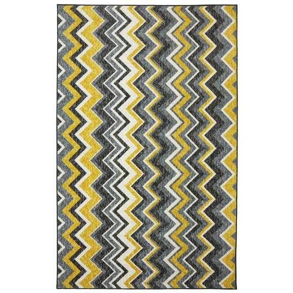 Mohawk New Wave Area Rug 11681 432 Yellow Waves Jagged 5' x 8' Rectangle