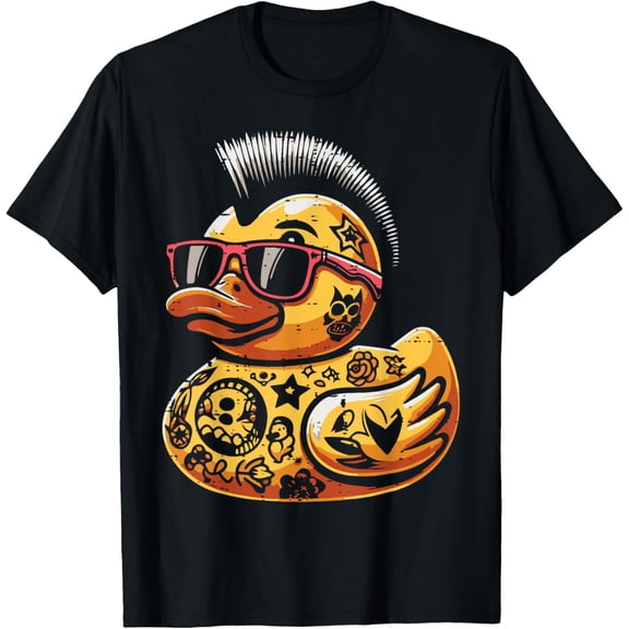 Mohawk Rubber Duck Punk Rock Rocker Boys Men T-Shirt