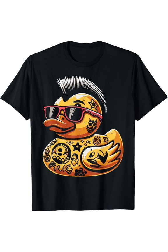 Mohawk Rubber Duck Punk Rock Rocker Boys Men T-Shirt