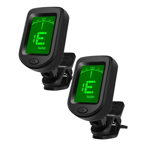 Mohdy 2Pc In Telligent Tuner, Multi-Purpose Tuner, Clip-On Guitar Tuner - Digital Lcd Display - For Violin/Ukulele/Beginner