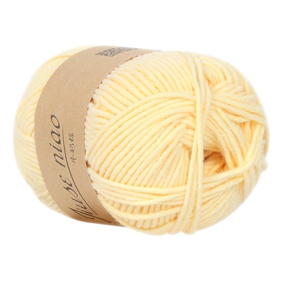 Mohdy 5-Ply Milk Cotton Yarn for Diy Crafts, 03 Light Yellow, Wood Woolen Needle, 1X Ball of Yarn, Cotton Wool 5 Strands of Milk Cotton Diy Wool Hat Scarf Line Children, Soft Texture