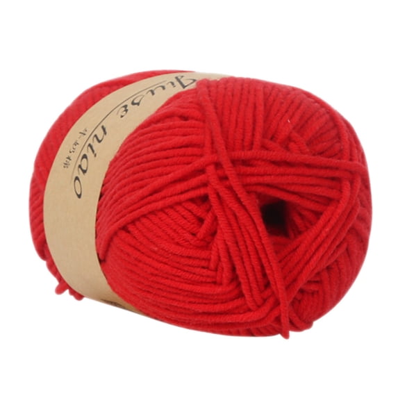 Mohdy 5-Ply Milk Cotton Yarn for Diy Crafts, 17 Bright Red., Wood Woolen Needle, 1X Ball of Yarn, Cotton Wool 5 Strands of Milk Cotton Diy Wool Hat Scarf Line Children, Soft Texture