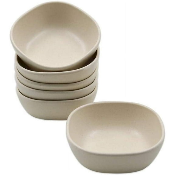 Mohdy 6 Square Condiment Dishes,Set of 6 Small Stacked Dessert Bowls 130Ml Saucers for Sides Dressings Snacks (Beige)Food-Grade Material,Bpa-Free,Non-Toxic,Odorless,Safe for Food Contact