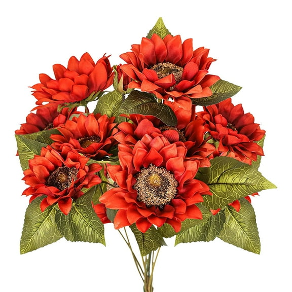 Mohdy Artificial Sunflowers Bouquet Sunflower Autumn Flower for Decoration 9 Heads Faux Flowers Bunch for Home Decor,a Decoration Full of Romantic and Elegant Atmosphere