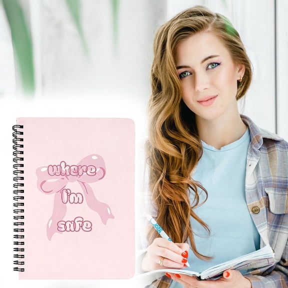 Mohdy Cartoon Bow Coil Book, Paper Notebook for Recording, Notebook, Coquettte Bow Notebook Stuff School Cute Notebook 6.18 X 8.34 Inches Aesthetic Journal School Stationary for Girly Women