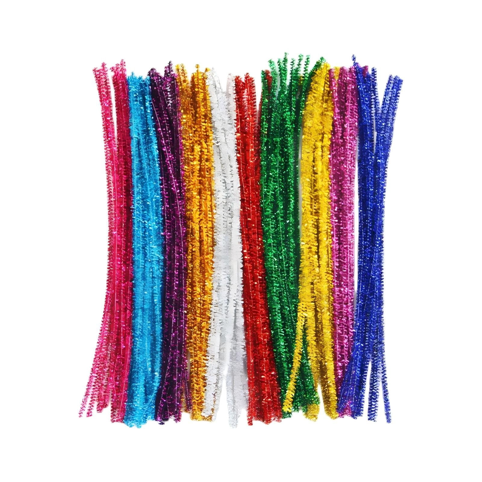 Mohdy Glitter Pipe Cleaners 100 Pcs, 10 Colors Chenille Stems Fuzzy ...