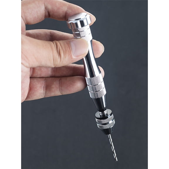 Mohdy Hand Drill with 10 Piece Twist Drill Bits, Silver Pin Vise Hand Drill Set 1.0-3.0mm, Portable Mini Drill for Jewelry DIY Crafts