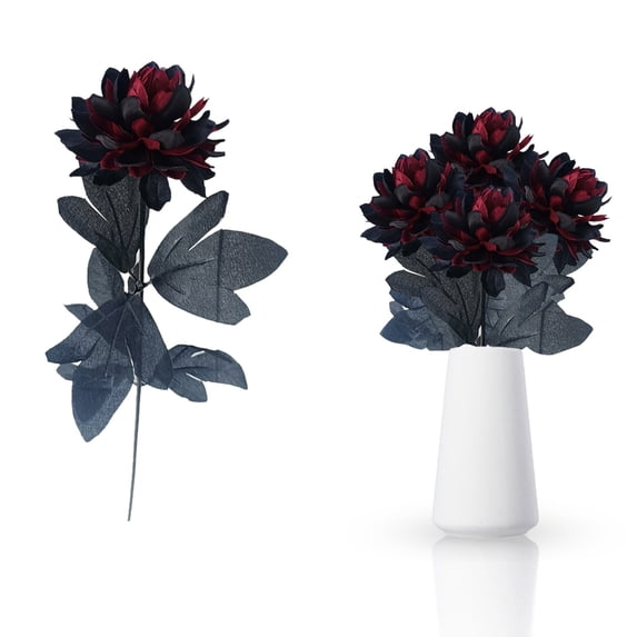 Mohdy Long Stem Artificial Gothic Floral Dark Color Gothic Wedding Valentine'S Day Home Dark Theme Decor Arrangement