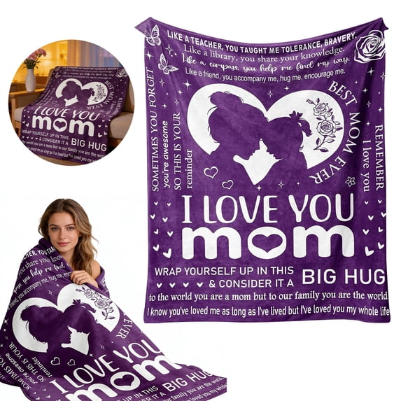 Mohdy Luxurious Soft Mom Blanket, Heartfelt Mothers Day Presents, Warm Flannel Throw for Sofa Bed, Ideal Christmas Birthday Gift for Mom