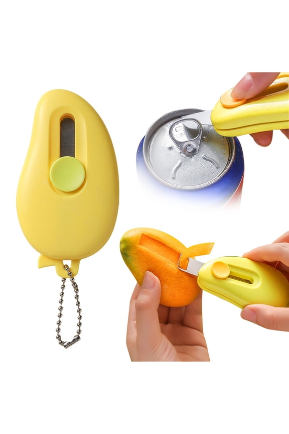 Portable 3-In-1 Compact Utility Knife, Mini Retractable Box Cutter Keychain, Multi-Function Letter Opener for Home, Office & Diy Projects