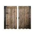 thumbnail image 1 of Mohdy Retro Restaurant Curtains,Farmhouse Brown Barn Door Small Kitchen Curtains Rustic Wooden Plank Window Country Wood Western Cafe Short Curtains for Bathroom Dining Room Tier Drape, 1 of 2