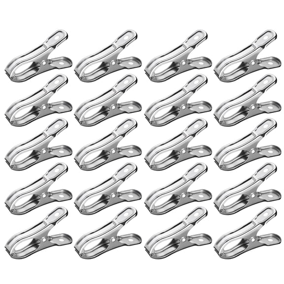 Mohdy Stainless Steel Clips, 20 Clips, Metal, Silver