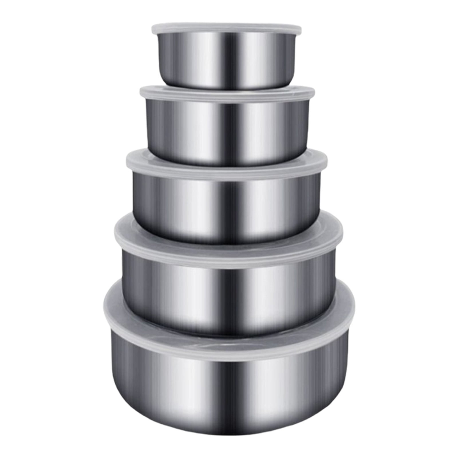 Mohdy Stainless Steel Food Storage Container Set,5 Pieces,Round,With ...