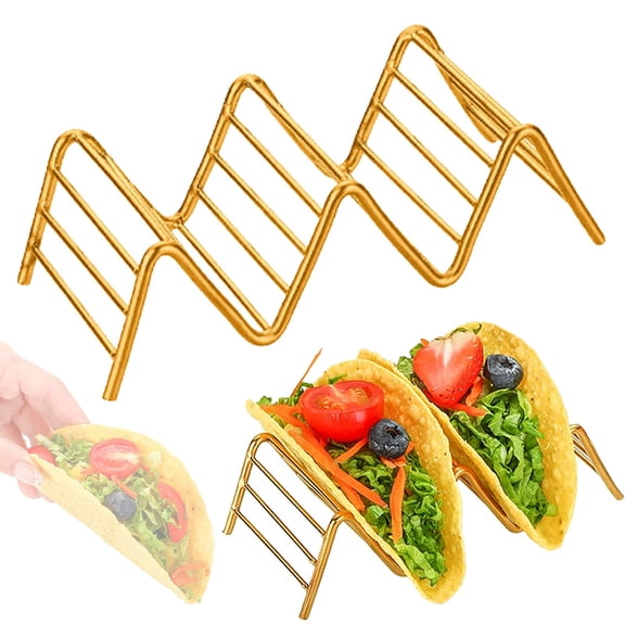 Mohdy Stainless Steel V-Shaped Taco Holder Stand, Space-Saving Rack for Baking & Display, Stable Multipurpose Tray for Tacos & Pancakes, Ideal for Home & Restaurant Use