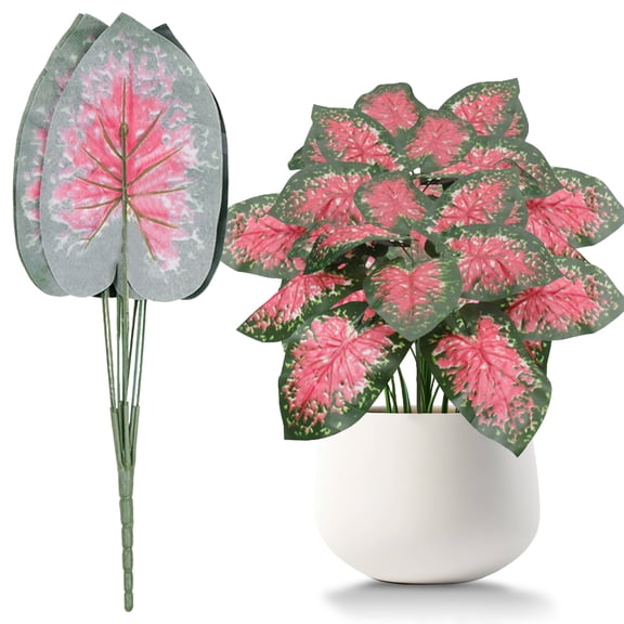 Mohdy Tropical a rtificial Leaf Stems, Variegated Greenery Branches for Home, Garden, Balcony Planter & Wedding Centerpieces