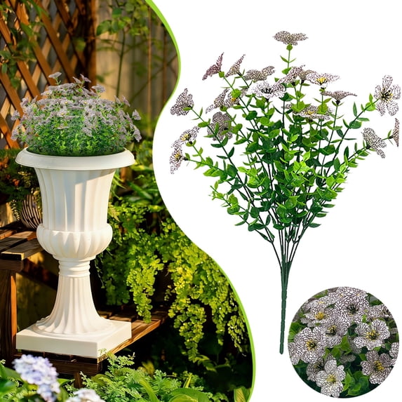 Mohdy Uv Resistant Artificial Flowers, Durable Artificial Flowers, Seven Artificial Boxwood Outdoors Plastic Plants Shrubs Greenery for Garden Patio Wedding Farmhouse Indoor Decoration
