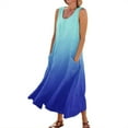 thumbnail image 1 of Mohiass 2024 Cotton Linen Sleeveless Plus Size Dresses for Women Tropical Casual Round Neck Sundress with Pockets Blue 4XL, 1 of 5
