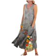 thumbnail image 1 of Mohiass 2024 Cotton Linen Sleeveless Plus Size Dresses for Women Tropical Casual Round Neck Sundress with Pockets Gray 2XL, 1 of 6
