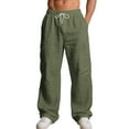 thumbnail image 1 of Mohiass Baggy Wide Leg Sweatpants Fall Casual Uncuffed Open Bottom Lightweight Drawstring Stretch Pants Men Army Green S, 1 of 4