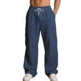 thumbnail image 1 of Mohiass Baggy Wide Leg Sweatpants Fall Casual Uncuffed Open Bottom Lightweight Drawstring Stretch Pants Men Navy XL, 1 of 4