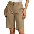 thumbnail image 1 of Mohiass Bermuda Shorts for Women Summer Fashion High Waisted Chino Shorts Straight Leg Casual Vacation Shorts Khaki L, 1 of 6