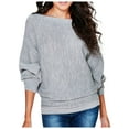 thumbnail image 1 of Mohiass Boat Neck Batwing Sleeves Dolman Knitted Sweaters and Pullovers Tops for Women Gray 3XL, 1 of 8