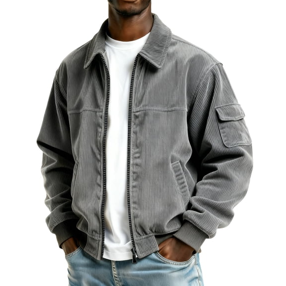 Mohiass Bomber Jacket Men Zip Up Lightweight Jackets Casual Stylish Fall Winter Coats Windbreaker Clothing with Pockets Light Gray L