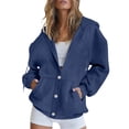 thumbnail image 1 of Mohiass Button Up Y2K Hoodies for Women Casual Oversized Hooded Sweatshirt Long Sleeve Trendy Athletic Jackets with Pockets Navy S, 1 of 7