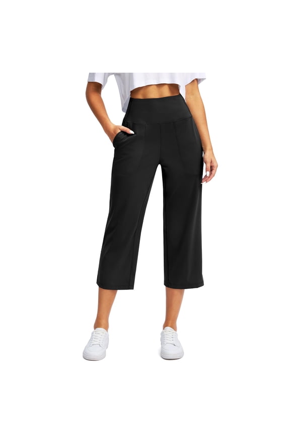 Capri Pants for Women, Summer Casual Pull On Womens Capris with Pockets, Women's Casual Pants & Capris, Ladies Capris Black L