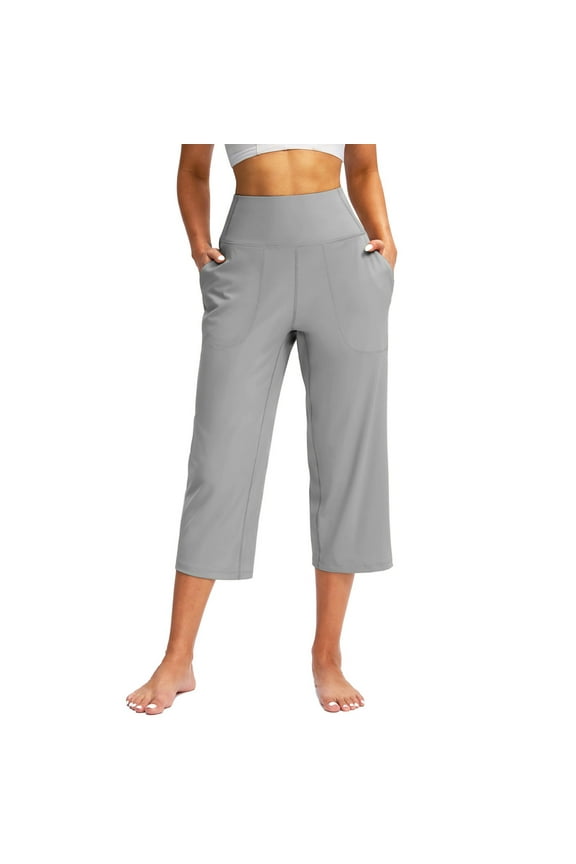 Capri Pants for Women, Summer Casual Pull On Womens Capris with Pockets, Women's Casual Pants & Capris, Ladies Capris Gray XL