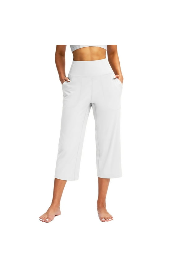 Capri Pants for Women, Summer Casual Pull On Womens Capris with Pockets, Women's Casual Pants & Capris, Ladies Capris White 3XL