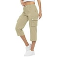 thumbnail image 1 of Mohiass Capri Pants for Women,Women's Pants Lightweight Hiking Cargo Pockets Casual Travel Cropped Cotton Pants with Pockets Beige XL, 1 of 3
