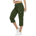 thumbnail image 1 of Mohiass Capri Pants for Women,Women's Pants Lightweight Hiking Cargo Pockets Casual Travel Cropped Cotton Pants with Pockets Dark Green M, 1 of 3