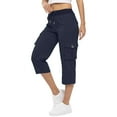 thumbnail image 1 of Mohiass Cargo Capris for Women Comfy Hiking Cargo Pants Trendy Relaxed Fit Drawstring Summer Casual Pants with Pockets Navy M, 1 of 4